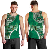 Samoan Siapo Art Tattoo Polynesian Pattern Men Tank Top Green Color - Polynesian Pride