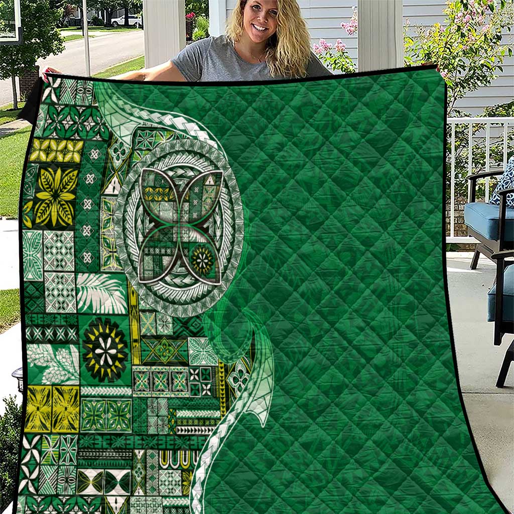 Samoan Siapo Art Tattoo Polynesian Pattern Quilt Green Color LT03 Green - Polynesian Pride