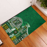 Samoan Siapo Art Tattoo Polynesian Pattern Rubber Doormat Green Color LT03 - Polynesian Pride