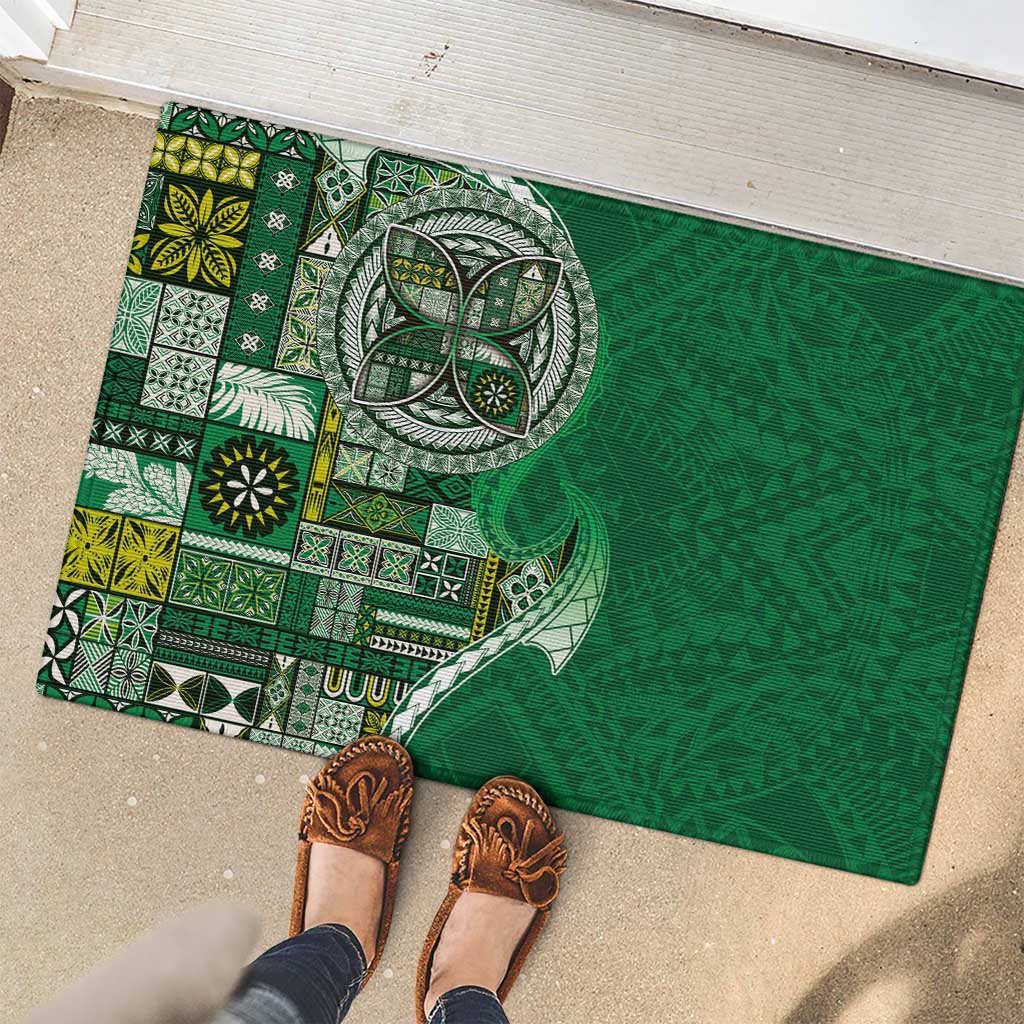 Samoan Siapo Art Tattoo Polynesian Pattern Rubber Doormat Green Color LT03 - Polynesian Pride