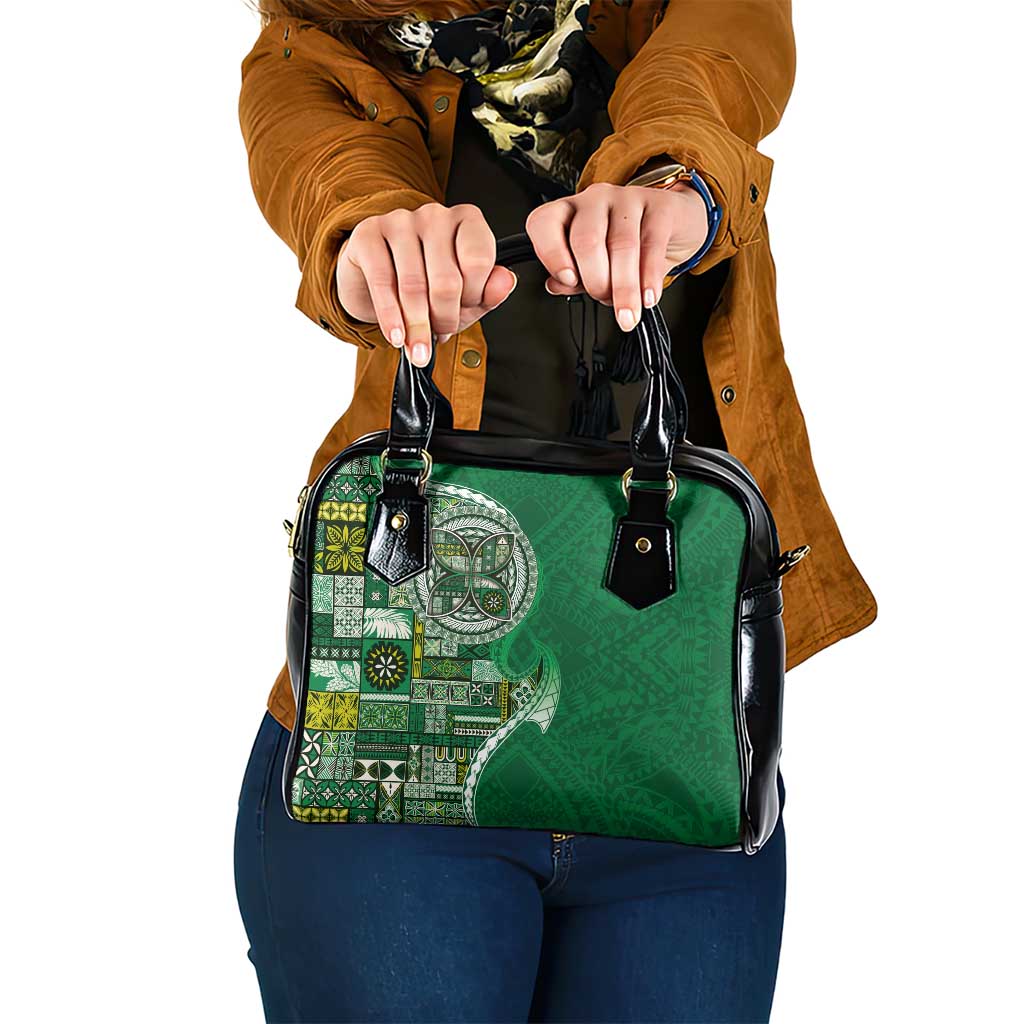 Samoan Siapo Art Tattoo Polynesian Pattern Shoulder Handbag Green Color - Polynesian Pride