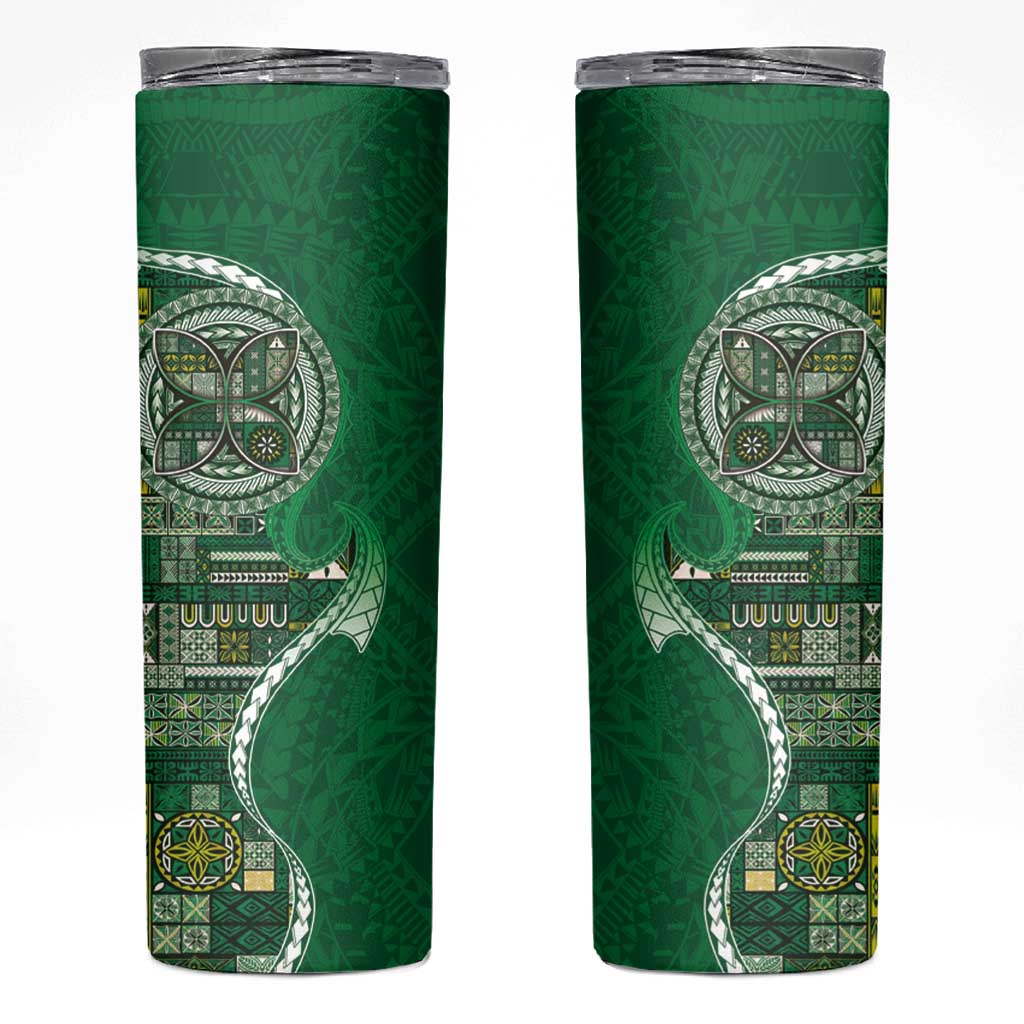 Samoan Siapo Art Tattoo Polynesian Pattern Skinny Tumbler Green Color LT03 Green - Polynesian Pride