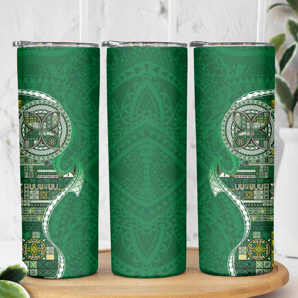 Samoan Siapo Art Tattoo Polynesian Pattern Skinny Tumbler Green Color LT03 - Polynesian Pride