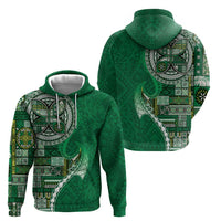 Samoan Siapo Art Tattoo Polynesian Pattern Zip Hoodie Green Color - Polynesian Pride