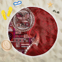 Samoan Siapo Art Tattoo Polynesian Pattern Beach Blanket Red Color - Polynesian Pride