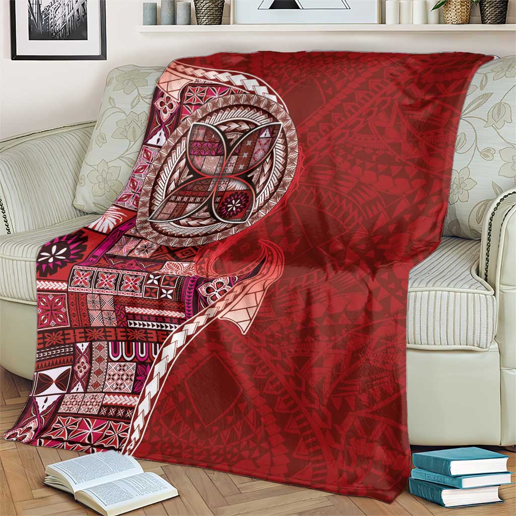 Samoan Siapo Art Tattoo Polynesian Pattern Blanket Red Color - Polynesian Pride