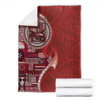 Samoan Siapo Art Tattoo Polynesian Pattern Blanket Red Color - Polynesian Pride