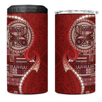Samoan Siapo Art Tattoo Polynesian Pattern 4 in 1 Can Cooler Tumbler Red Color - Polynesian Pride