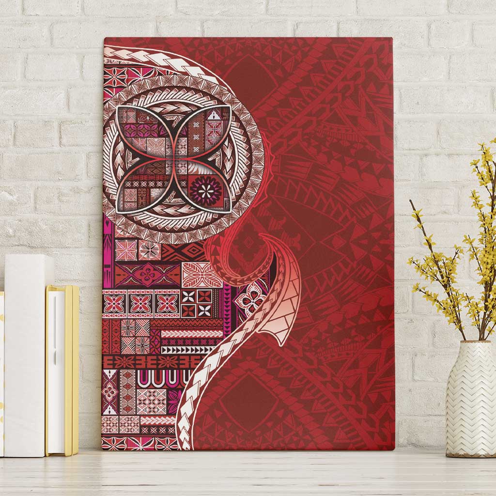 Samoan Siapo Art Tattoo Polynesian Pattern Canvas Wall Art Red Color - Polynesian Pride
