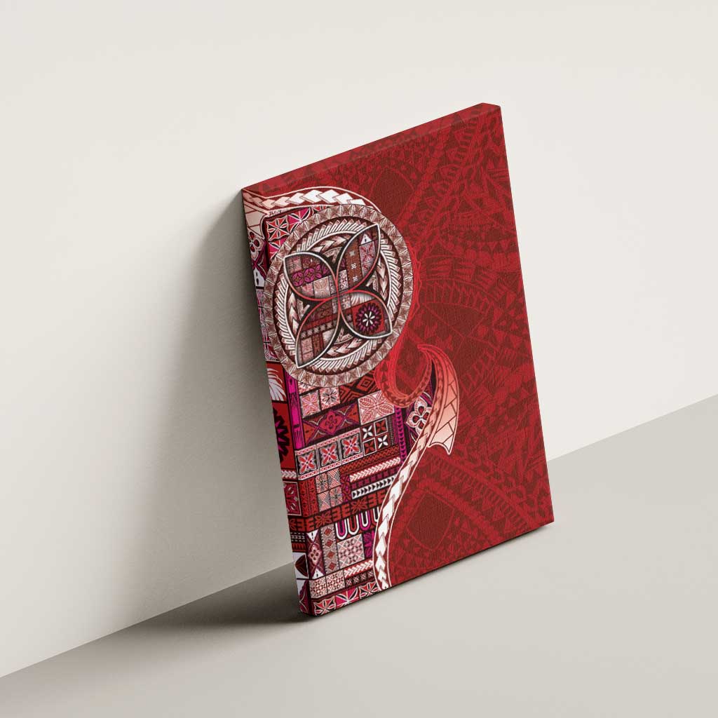 Samoan Siapo Art Tattoo Polynesian Pattern Canvas Wall Art Red Color - Polynesian Pride