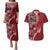 Samoan Siapo Art Tattoo Polynesian Pattern Couples Matching Puletasi and Hawaiian Shirt Red Color - Polynesian Pride