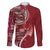 Samoan Siapo Art Tattoo Polynesian Pattern Family Matching Off The Shoulder Long Sleeve Dress and Hawaiian Shirt Red Color - Polynesian Pride