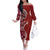 Samoan Siapo Art Tattoo Polynesian Pattern Family Matching Off The Shoulder Long Sleeve Dress and Hawaiian Shirt Red Color - Polynesian Pride