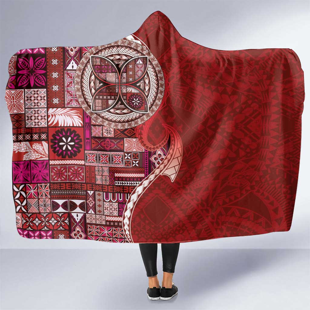 Samoan Siapo Art Tattoo Polynesian Pattern Hooded Blanket Red Color LT03 One Size Red - Polynesian Pride