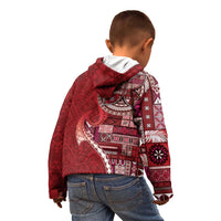 Samoan Siapo Art Tattoo Polynesian Pattern Kid Hoodie Red Color - Polynesian Pride