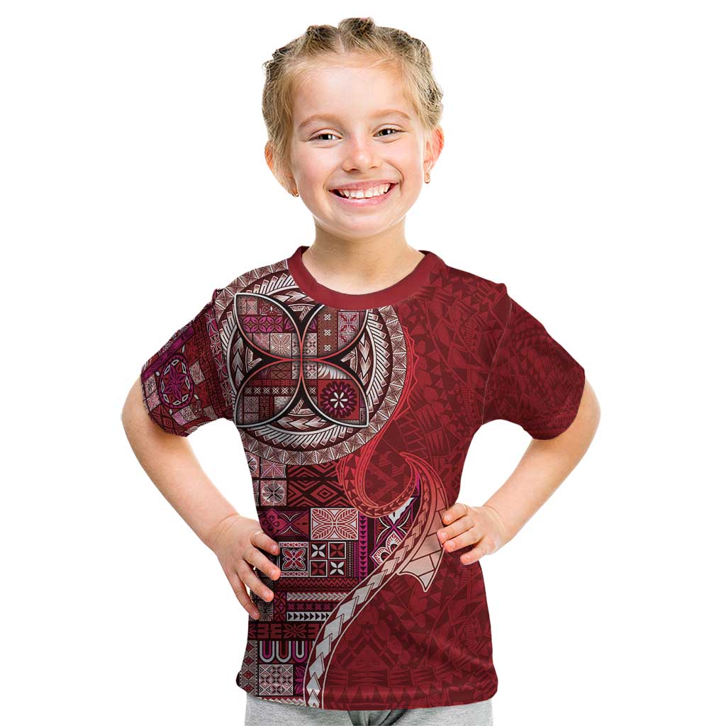 Samoan Siapo Art Tattoo Polynesian Pattern Kid T Shirt Red Color LT03 Red - Polynesian Pride