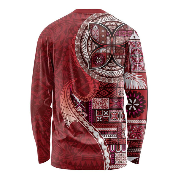 Samoan Siapo Art Tattoo Polynesian Pattern Long Sleeve Shirt Red Color LT03