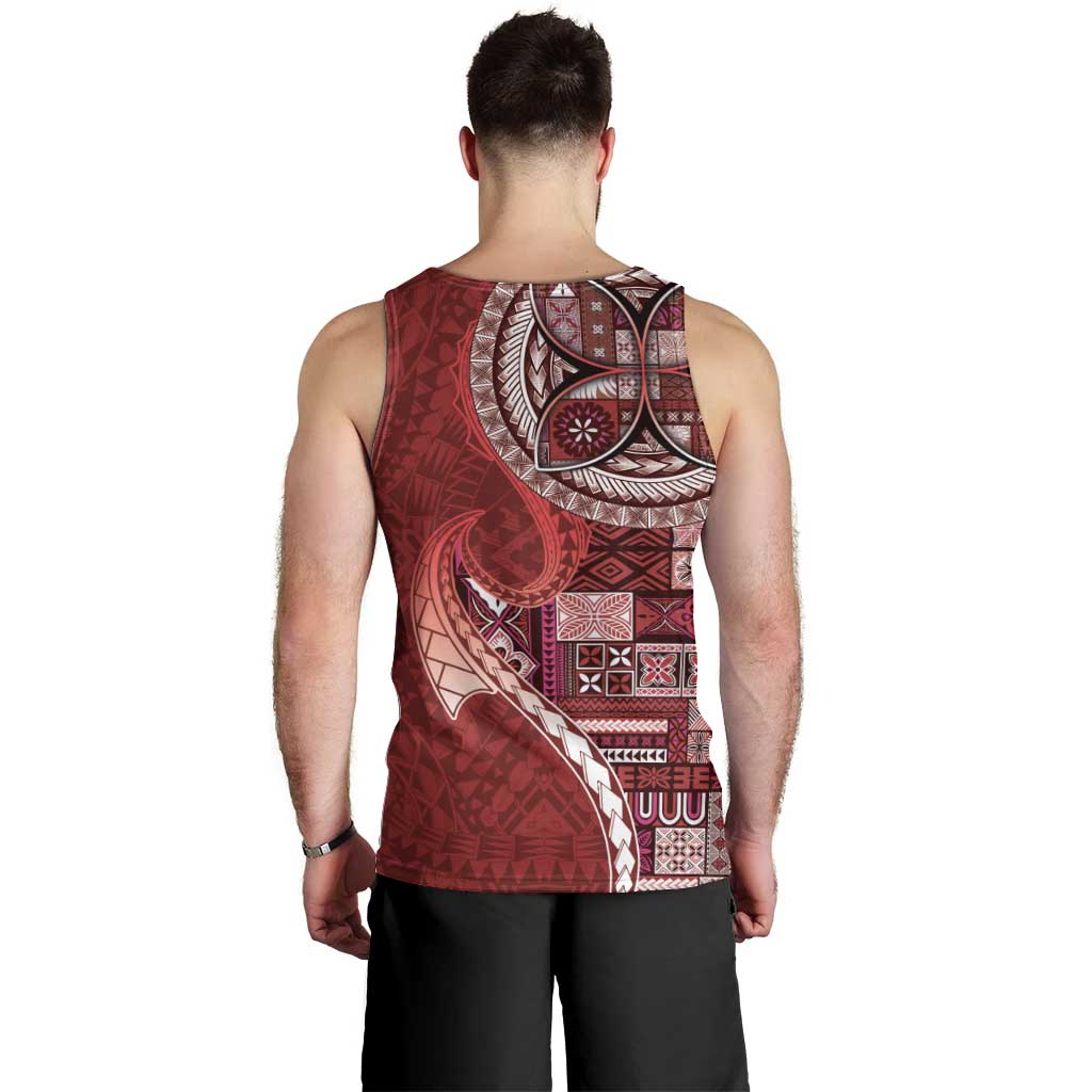 Samoan Siapo Art Tattoo Polynesian Pattern Men Tank Top Red Color - Polynesian Pride