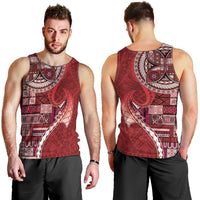 Samoan Siapo Art Tattoo Polynesian Pattern Men Tank Top Red Color - Polynesian Pride
