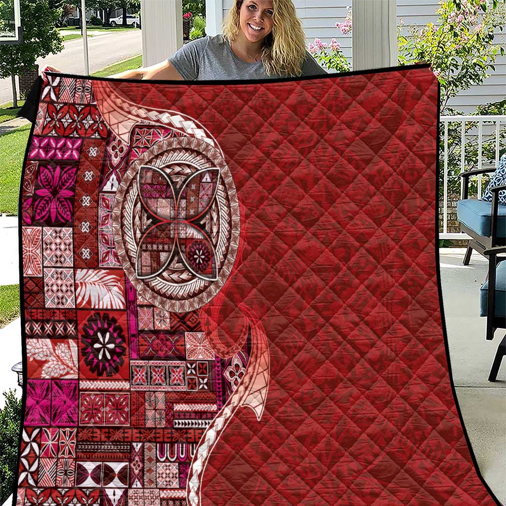 Samoan Siapo Art Tattoo Polynesian Pattern Quilt Red Color LT03 Red - Polynesian Pride