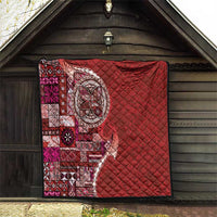 Samoan Siapo Art Tattoo Polynesian Pattern Quilt Red Color - Polynesian Pride