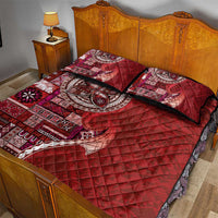 Samoan Siapo Art Tattoo Polynesian Pattern Quilt Bed Set Red Color - Polynesian Pride