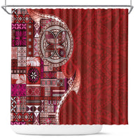 Samoan Siapo Art Tattoo Polynesian Pattern Shower Curtain Red Color - Polynesian Pride