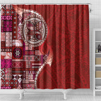 Samoan Siapo Art Tattoo Polynesian Pattern Shower Curtain Red Color - Polynesian Pride