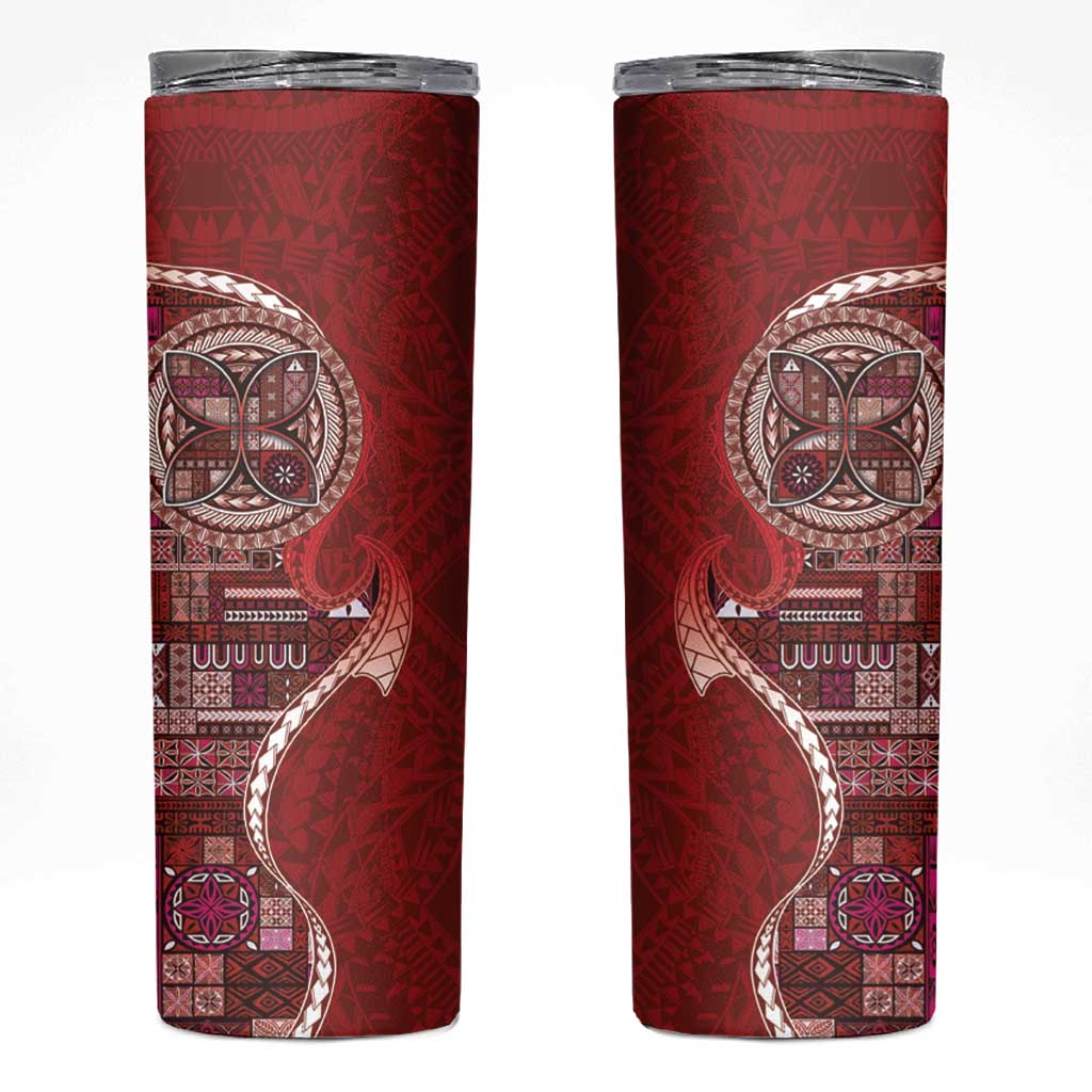 Samoan Siapo Art Tattoo Polynesian Pattern Skinny Tumbler Red Color LT03 Red - Polynesian Pride