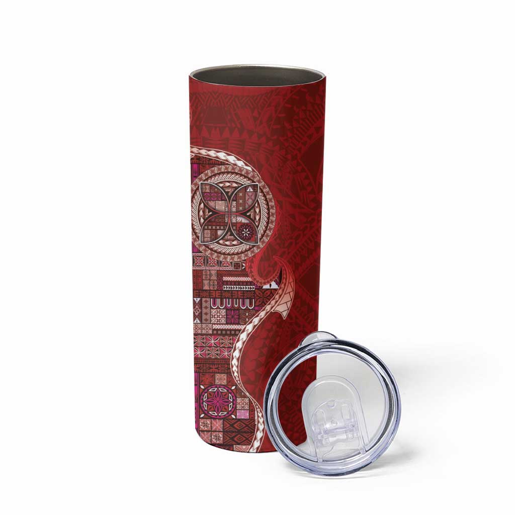 Samoan Siapo Art Tattoo Polynesian Pattern Skinny Tumbler Red Color LT03 - Polynesian Pride
