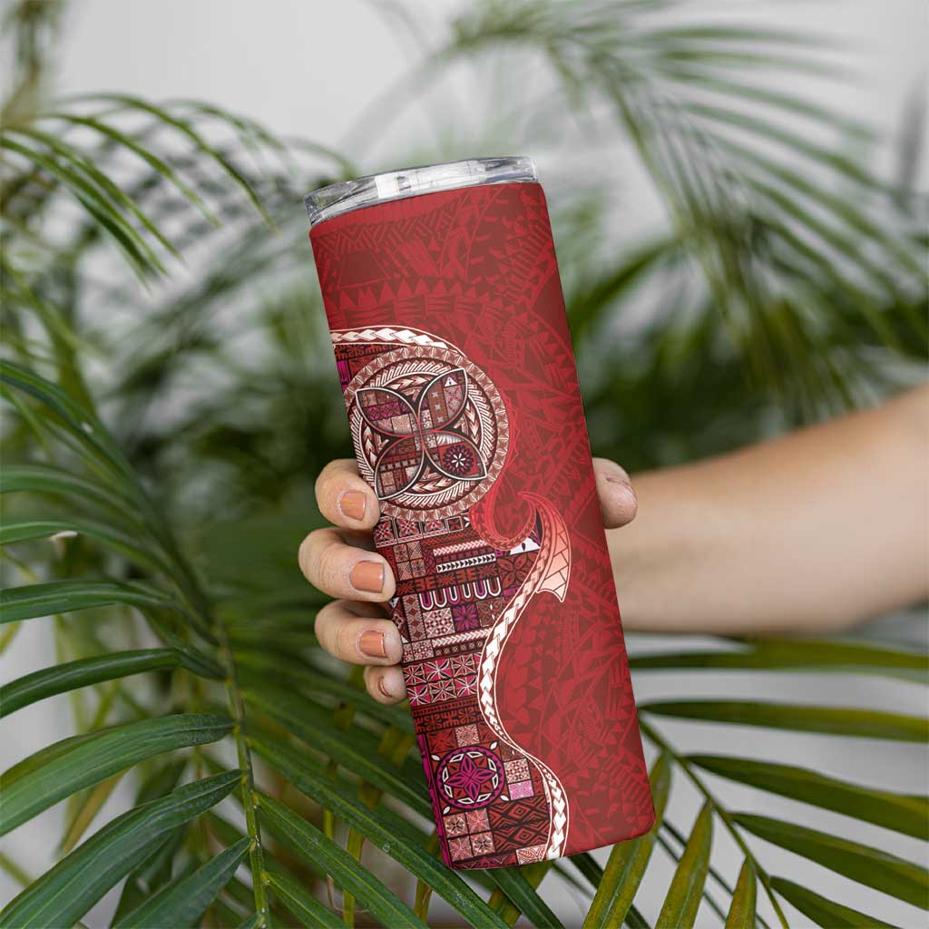 Samoan Siapo Art Tattoo Polynesian Pattern Skinny Tumbler Red Color LT03 - Polynesian Pride