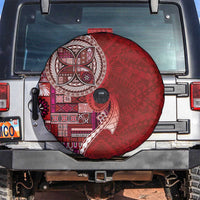 Samoan Siapo Art Tattoo Polynesian Pattern Spare Tire Cover Red Color - Polynesian Pride