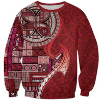 Samoan Siapo Art Tattoo Polynesian Pattern Sweatshirt Red Color - Polynesian Pride
