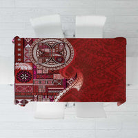 Samoan Siapo Art Tattoo Polynesian Pattern Tablecloth Red Color - Polynesian Pride