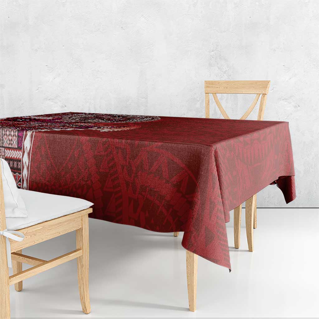 Samoan Siapo Art Tattoo Polynesian Pattern Tablecloth Red Color - Polynesian Pride