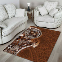 Samoan Siapo Art Tattoo Polynesian Pattern Area Rug Brown Color - Polynesian Pride