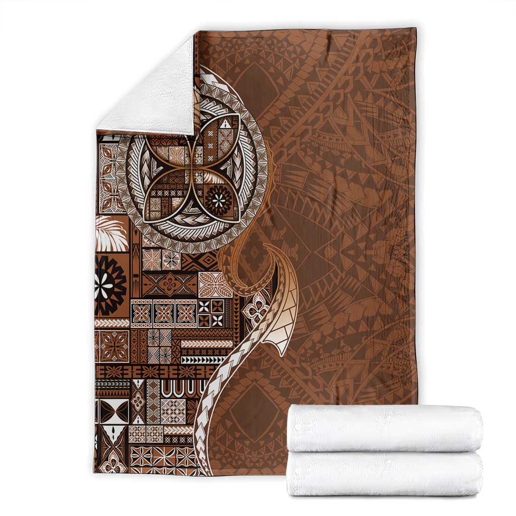Samoan Siapo Art Tattoo Polynesian Pattern Blanket Brown Color - Polynesian Pride