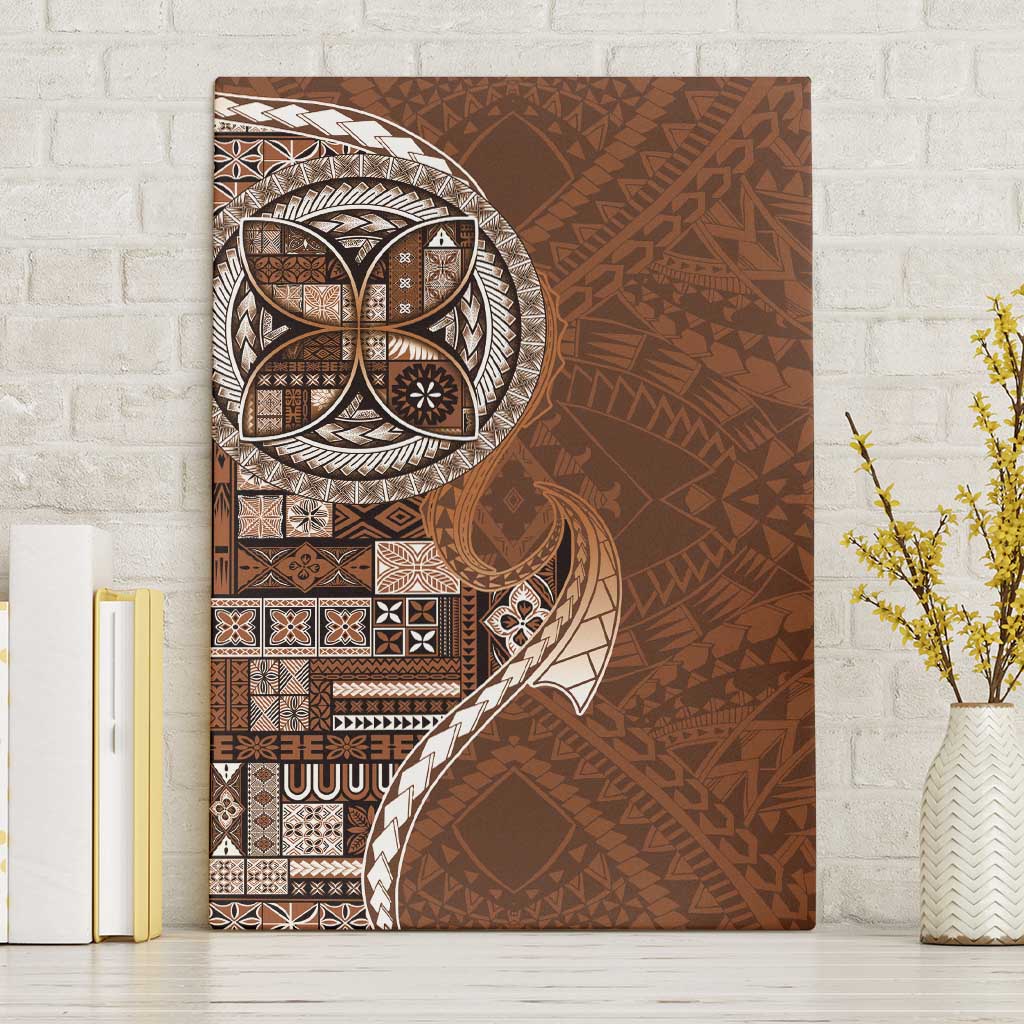 Samoan Siapo Art Tattoo Polynesian Pattern Canvas Wall Art Brown Color - Polynesian Pride