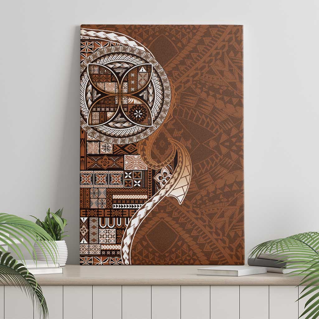 Samoan Siapo Art Tattoo Polynesian Pattern Canvas Wall Art Brown Color - Polynesian Pride