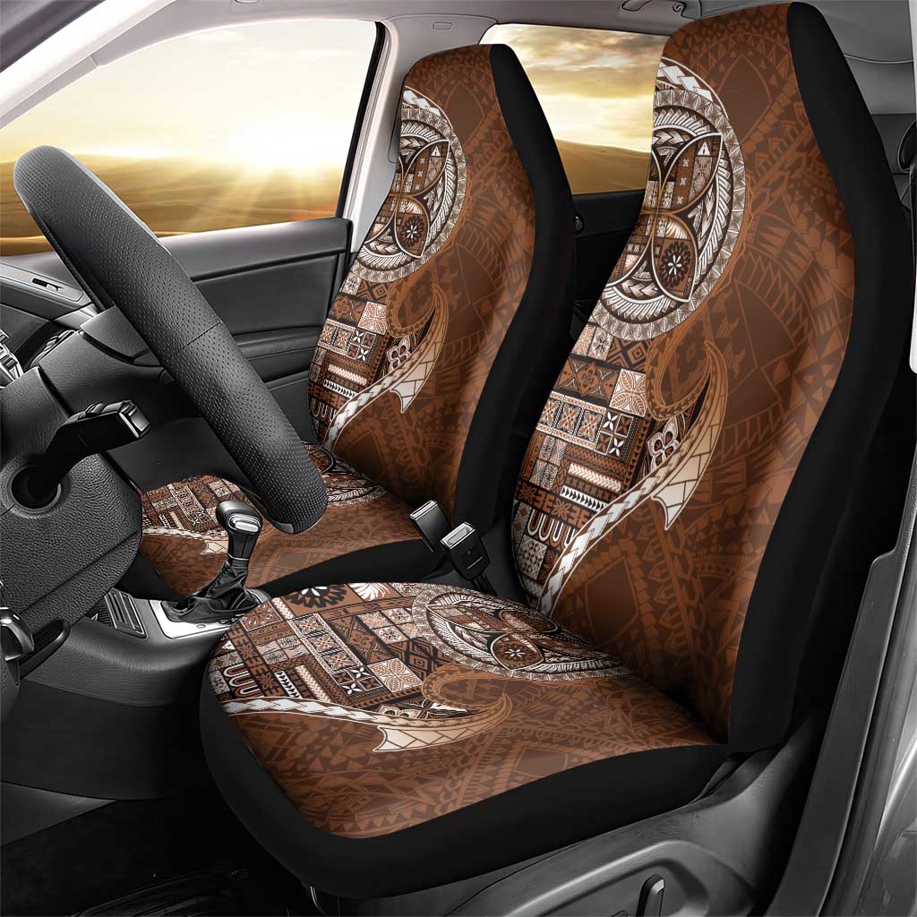 Samoan Siapo Art Tattoo Polynesian Pattern Car Seat Cover Brown Color - Polynesian Pride