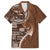 Samoan Siapo Art Tattoo Polynesian Pattern Family Matching Off The Shoulder Long Sleeve Dress and Hawaiian Shirt Brown Color - Polynesian Pride