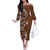 Samoan Siapo Art Tattoo Polynesian Pattern Family Matching Off The Shoulder Long Sleeve Dress and Hawaiian Shirt Brown Color - Polynesian Pride