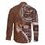 Samoan Siapo Art Tattoo Polynesian Pattern Family Matching Puletasi and Hawaiian Shirt Brown Color - Polynesian Pride