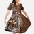 Samoan Siapo Art Tattoo Polynesian Pattern Family Matching Summer Maxi Dress and Hawaiian Shirt Brown Color - Polynesian Pride