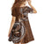 Samoan Siapo Art Tattoo Polynesian Pattern Family Matching Summer Maxi Dress and Hawaiian Shirt Brown Color - Polynesian Pride
