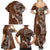 Samoan Siapo Art Tattoo Polynesian Pattern Family Matching Summer Maxi Dress and Hawaiian Shirt Brown Color - Polynesian Pride