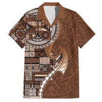 Samoan Siapo Art Tattoo Polynesian Pattern Family Matching Tank Maxi Dress and Hawaiian Shirt Brown Color - Polynesian Pride