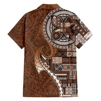 Samoan Siapo Art Tattoo Polynesian Pattern Family Matching Tank Maxi Dress and Hawaiian Shirt Brown Color - Polynesian Pride