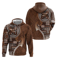 Samoan Siapo Art Tattoo Polynesian Pattern Hoodie Brown Color - Polynesian Pride