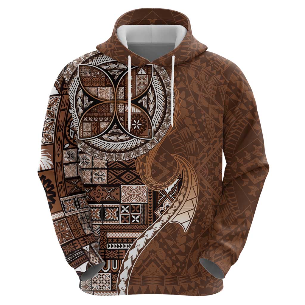 Samoan Siapo Art Tattoo Polynesian Pattern Hoodie Brown Color - Polynesian Pride